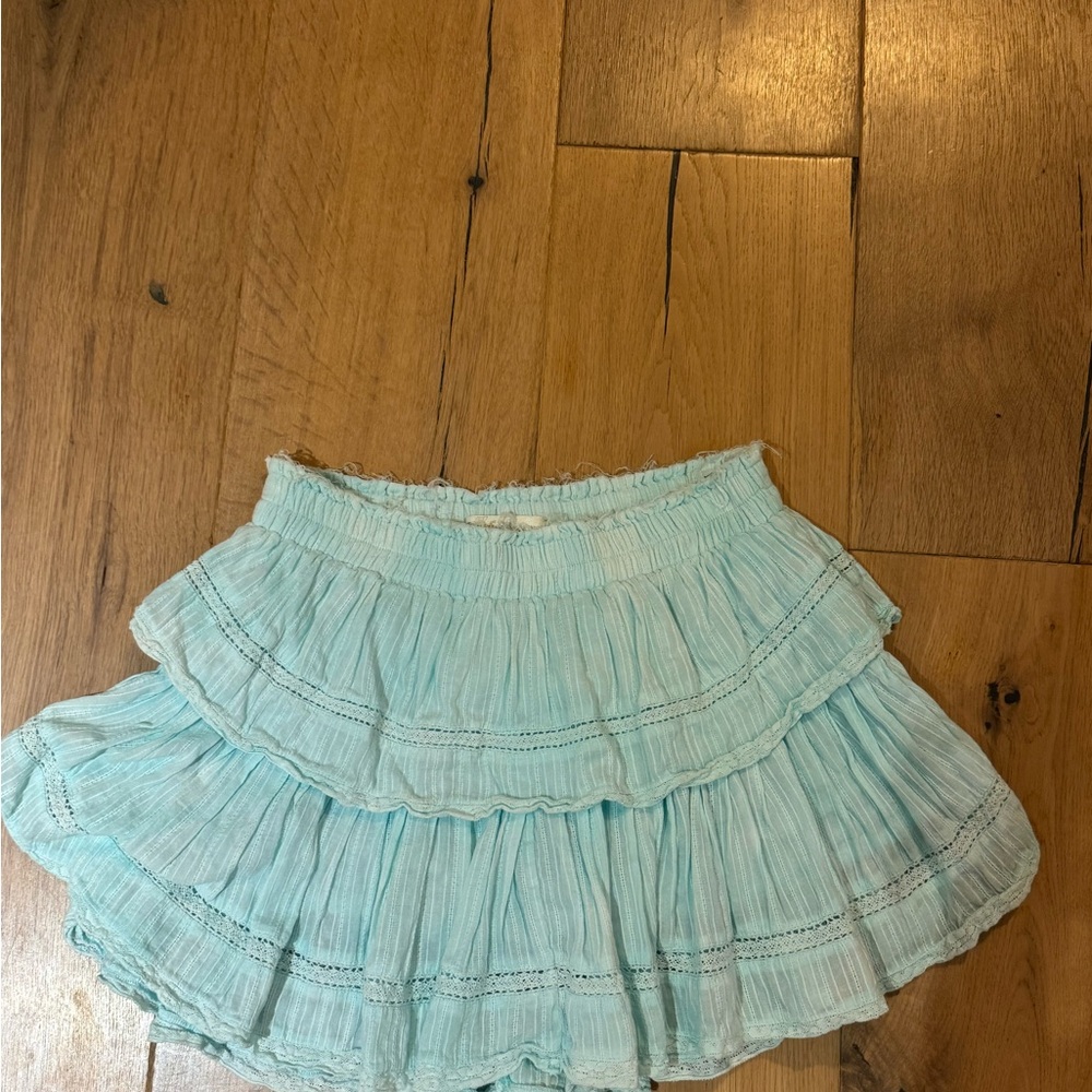 LoveShackFancy Sky Blue Ruffled Skirt